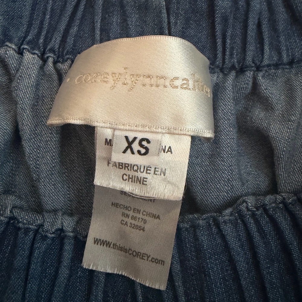 Corey‎ Lynn Calter Anthropologie Off The Shoulder Denim Mini Dress Women's Sz XS - Picture 6 of 10